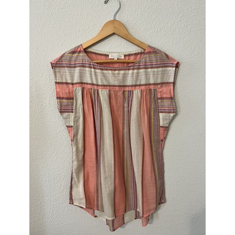 Side Stitch Womens Multi Color Pink Sleeveless Shirt Size XS